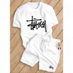 Bộ Cộc Nam Nữ Stussy Mùa Hè - Thun Đôi Ngắn Phối Quần Short Ống Rộng In Hoạt Hình Thời Trang Cho Các Cặp Đôi Mới 2024