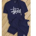 Bộ Cộc Nam Nữ Stussy Mùa Hè - Thun Đôi Ngắn Phối Quần Short Ống Rộng In Hoạt Hình Thời Trang Cho Các Cặp Đôi Mới 2024